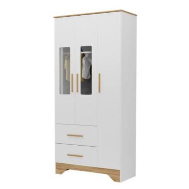Imagem de Guarda Roupa Infantil Moveis Peroba Popy Retro 03 portas MDF, Branco A