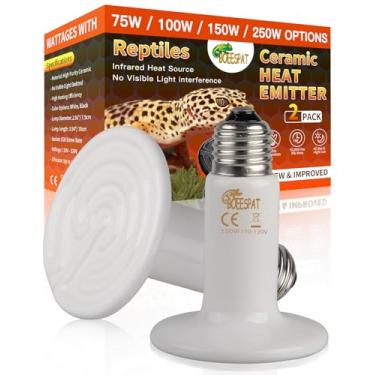 Imagem de BOEESPAT Lâmpadas de Calor para Répteis de 60 W para Uso O Dia Todo, Pacote de 2 Emissores de Calor de Cerâmica para Dragão Barbudo, Lagarto, Iguana, Réptil Tartaruga e Anfíbios (Branco, 60 Watts)