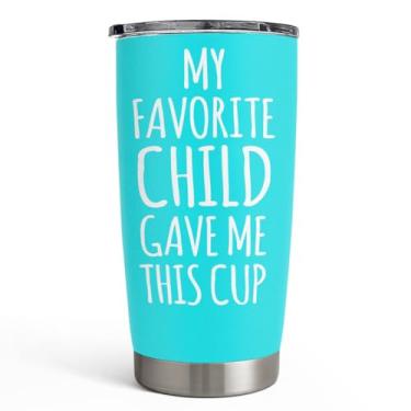Imagem de SANDJEST Copo My Favorite Child Gave Me This Cup Mom - Presente de Natal para Mãe das Filhas - Presente de Aniversário Caneca de Café com Tampa e Canudo para Mamãe - Copo de Menta de Aço Inoxidável