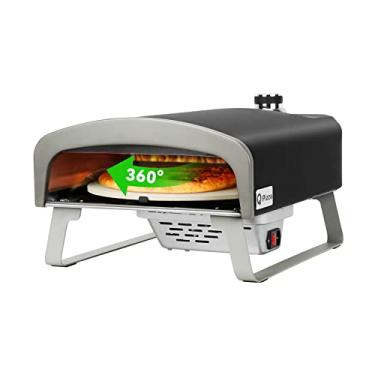Imagem de Q Pizza Forno de pizza a gás com pedra giratória automática, forno portátil a gás propano para cozinhar ao ar livre, cozinha, quintal, festa, praia, trailer, acampamento, PS102