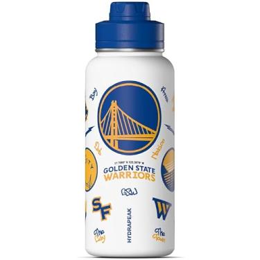 Imagem de Hydrapeak Garrafa de água ativa oficialmente licenciada pela NBA Golden State Warriors 947 ml, tampa de aço inoxidável, reutilizável, parede dupla celebrando a cidade de São Francisco