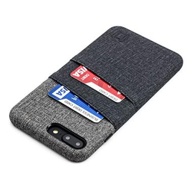 Imagem de Dockem Capa carteira luxuosa para iPhone 8 Plus e 7 Plus - capa fina e simples para cartão com couro sintético estilo lona UltraGrip; capa executiva profissional com 2 compartimentos para