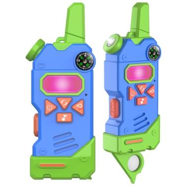 Imagem de Gowtimly Walkie Talkies Para Crianças Com 5 Canais Coloridos, Presentes Para Cesta De Páscoa, Bússola, Lanterna E Lupa, Alcance De 3 Milhas Para Atividades Ao Ar Livre, Acampamentos, Caminhadas, Bri