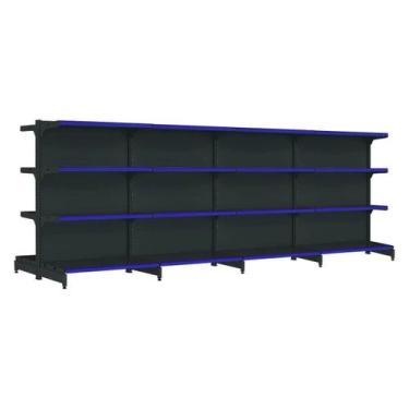 Imagem de Kit 4 gôndolas new premium 1,37m preta centro 80/60 - AMAPÁ