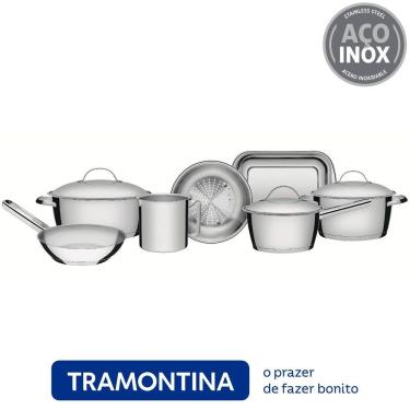 Imagem de Jogo de 7 Panelas em Aço Inox com Fundo Triplo Allegra - Tramontina