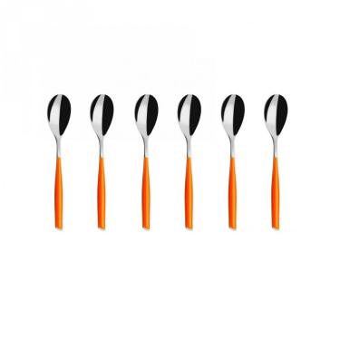 Imagem de Colher Para Café 15cm Inox 6 Peças Laranja Glamour Bugatti
