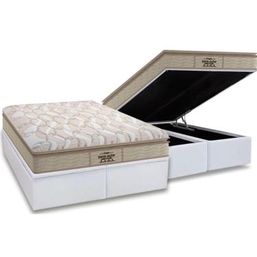 Imagem de Cama Box Baú Queen Kit Colchão Espuma D33 Guarda Costas Pillow Top Courano White 158x198 Probel
