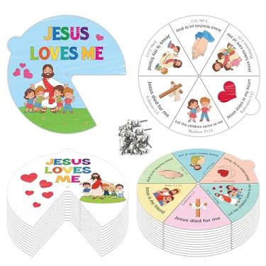 Imagem de COcnny Religious Coloring Wheel Craft- 24 Sets Color Your Own Christian Art Craft DIY Coloring Cards for Kids, Jesus Loves Me Paper Craft Art for Sunday School Home Class Biblical VBS Activities