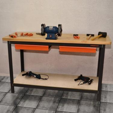 Imagem de Conjunto Bancada Para Ferramentas 200cm Carro De Ferramentas Profissional 6 Gavetas Presto Laranja