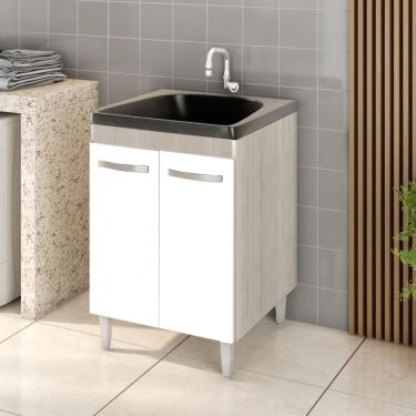 Imagem de Balcão Gabinete Tanque Com Cuba 0,60x0,60 Vectra Elmo/branco Hr Móveis