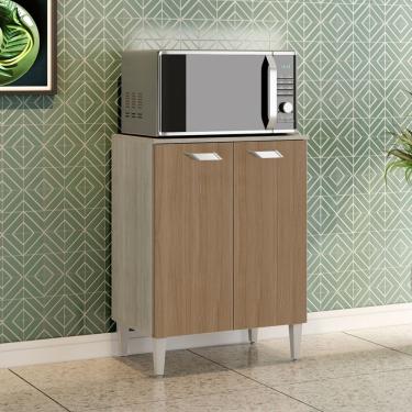 Imagem de Balcão Multiuso Para Microondas Com 2 Portas Celta Elmo/marrom Hr Móveis