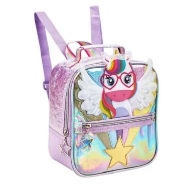 Imagem de Lancheira Térmica Infantil Escolar Menina Unicórnio Lilás Denlex