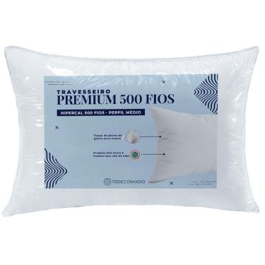 Imagem de Travesseiro Premium Percal 500 Fios Pluma De Ganso 70cm X 50cm - 1 Unidade