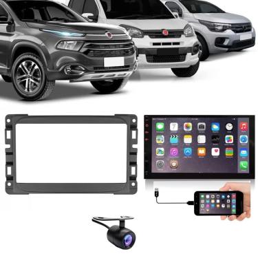 Imagem de Central Multimídia 2 Din Mp5 Fiat Mobi Câmera Moldura Tela Pt Fosco