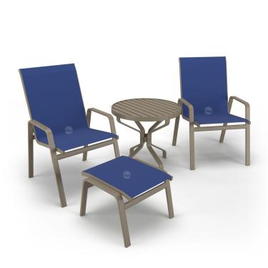 Imagem de Conjunto Mesa Ripado 2 Cadeiras Com Mesa E Apoio Alumínio Fendi - Azul