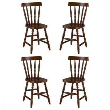 Imagem de Conjunto 4 Cadeiras Madeira Eucalipto Castanho Piratini Castanho