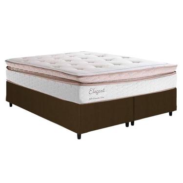 Imagem de Cama Box Casal Bipartida Com Colchão Herval Elegant Molas Ensacadas 138x188x74cm Ms Suede Marrom