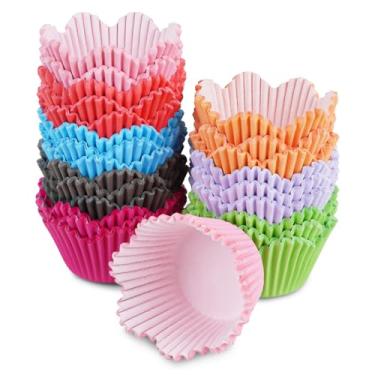 Imagem de RETON 600 Unidades De Forminhas Cupcake Com Pétalas Flores, Embalagens Em Formato Floral Para Formas Muffin, Papel Coloridas Assar, Decoração Festas Aniversário, Páscoa E Casamento (Cores Variadas)