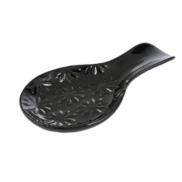 Imagem de MEIGUI Descanso De Colher Para Fogão, Cerâmica Bancada Cozinha, Espátula E Utensílios Mesa, Grande Café Chá, Acessórios Preto
