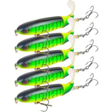 Imagem de Kit 5 Iscas Artificiais Hélice Whopper Popper Superfície - SWG, Verde,