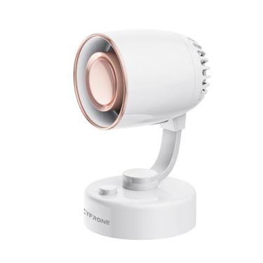 Imagem de Cyfrone Ventilador De Mesa Portátil Pequeno Com Aroma - Usb-C Recarregável, 4000 Mah, 4 Velocidades, Mini Ventiladores Silenciosos, Inclinação Ajustável Para Quarto, Escritório E Casa, 9H (Branco)