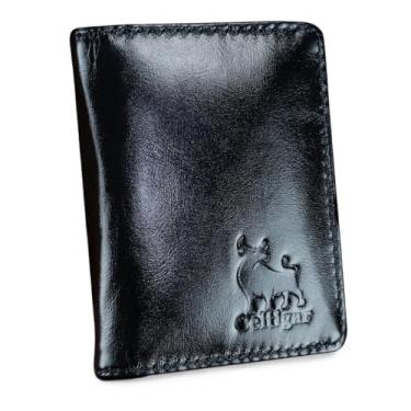 Imagem de Carteira Pequena Masculina De Couro Legítimo Porta Cartões CNH Antifurto Proteção RFID (Preto - Couro CBFLY)