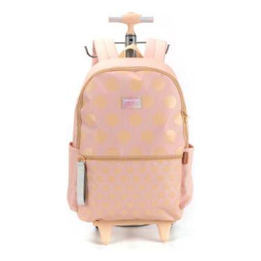 Imagem de Mochila Rodinha Up4you Bege Com Bolas Douradas - Napolestore