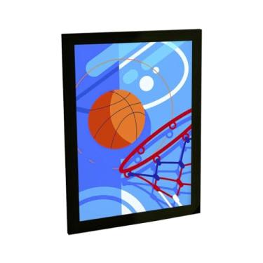 Imagem de Quadro Decorativo Basquete Ilustração Cesta Azul Decoração Poster Quarto Sala