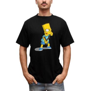 Imagem de Camiseta Masculina Bart Simpson Estilingue - Bella Store, Preto, G, Ho