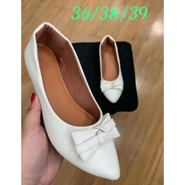 Imagem de Sapatilha branca bico fino com lasço - Karine enchovais 