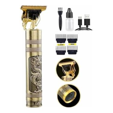 Imagem de Máquina Profissional Dragão Acabamento Sem Fio Cabelo Barba Pezinho Personalizada Com Limitador de Lamina Ajustável Recarregável 4 Pentes Óleo Escovinha Kit Conjunto Aparador Acabamento