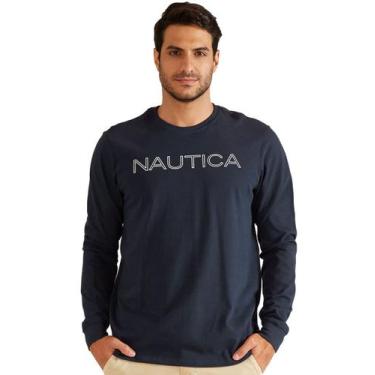 Imagem de Blusa Nautica Manga Longa Outline Logo Azul Marinho, M/M