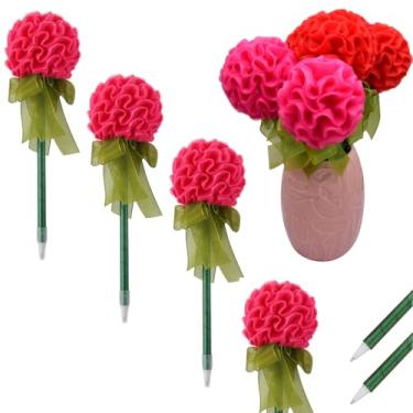 Imagem de 12 canetas esferográficas criativas de flores artificiais novas canetas de tinta preta para decoração de casamento para dia dos namorados, material escolar, rosa vermelha