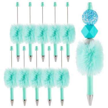 Imagem de Spritewelry Canetas esferográficas fofas com contas retráteis, fofas, esferográficas, pompom, 10 peças, faça você mesmo, canetas esferográficas de plástico com eixo, tinta preta para escritório