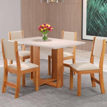 Imagem de Mesa de Jantar 4 Lugares Morgana Marrom/Blonde/Nude - Pnr Móveis