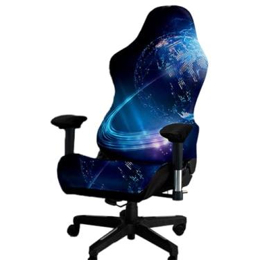 Imagem de Kitegrese Capa para cadeira de jogos impressa, capa de cadeira de jogo extensível à prova de arranhões com capa de braços (H)