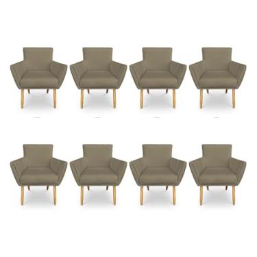 Imagem de Kit 8 Poltronas Decorativa Leticia Suede Marrom Rato Pés Palito Castanho - Pallazio