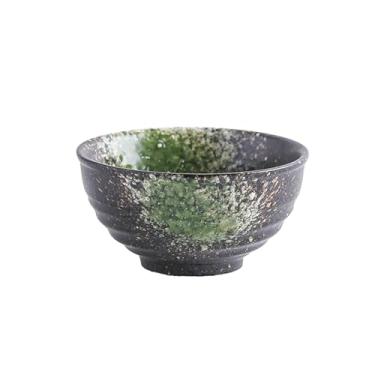Imagem de 2 tigelas de arroz domésticas de cerâmica estilo japonês de 11,4 cm, tigelas de sopa simples para lanche e sobremesa - verde floco de neve
