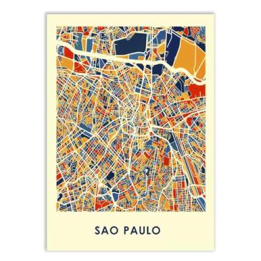 Imagem de Placa Decorativa São Paulo Brasil Mapa Viagem América Do Sul Decoração Poster Quarto Sala