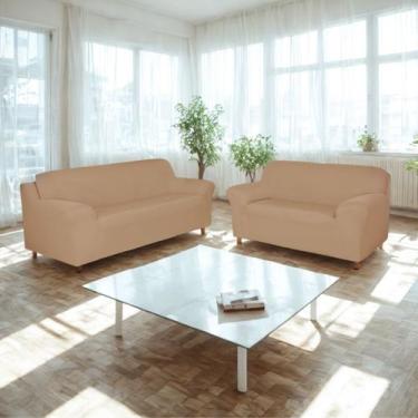 Imagem de Kit Capas Para Sofá 2 e 3 Lugares Adere Malha Gel Liso Econômico - Dec