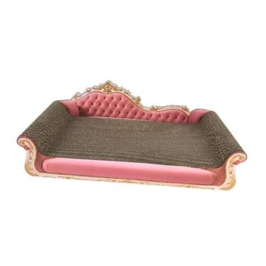 Imagem de IEUDNS Placa arranhadora para gatos, arranhador para gatos, sofá-cama, garra de trituração, papelão ondulado, sala de estar, cama para animais de estimação, Rosa