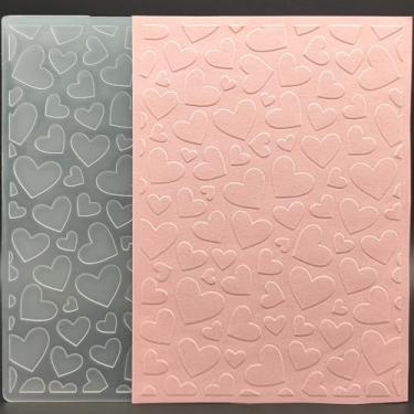 Imagem de Pasta de plástico em relevo, 12 x 17 cm, corações de amor, papel de fundo, artesanato, impressões texturizadas de plástico para fazer cartões, scrapbooking