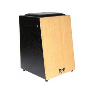 Imagem de Cajon Eletroacústico Preto/Natural Com Bongô Embutido Nobre Tok