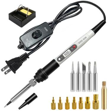 Imagem de Lunamor Ferro De Solda Com Inserção De Calor, Kit De Ferro De Solda Digital Lcd De 80 W E 110 V Com Pontas De Ferro E Pontas De Inserção De Calor, Kit De Solda 16 Em 1 Com Temperatura Ajustável De 1