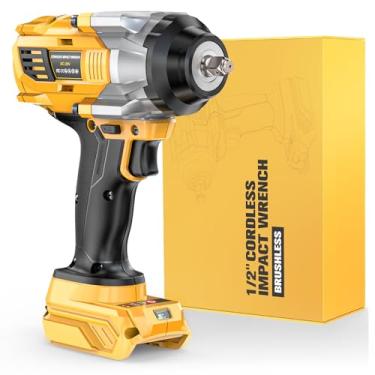 Imagem de NATBEESY Chave De Impacto Para Bateria Dewalt 20V Max: Chave De Impacto De Anel De Porco De 1/2 Polegada, Alto Torque - 1360 N.M/1000 Pés-Lbs, Pistola De Impacto Sem Fio - Motor Sem Escova Com Luz L