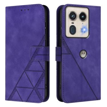 Imagem de Asdsinfor Capa flip para Moto Edge 50 Neo couro sintético carteira coldre com suporte para cartões fecho magnético à prova de choque Folio Protect Cover para Motorola Edge 50 Neo. Roxo YBS