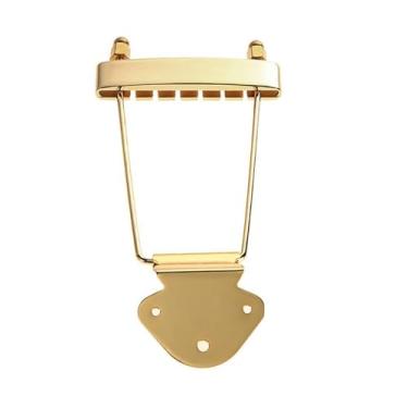 Imagem de LiebeWH Ponte de Taça de Guitarra de Metal Ajustável para Archtop Fin Hollowbody Guitar TrapezE Bass Jazz Bass (Ouro)