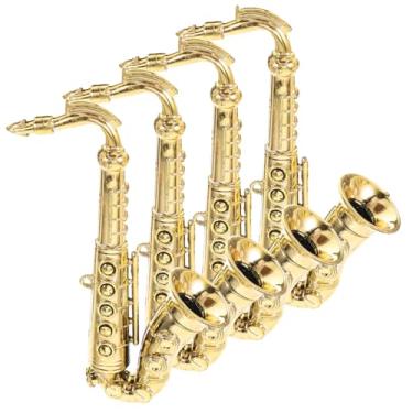 Imagem de Cabilock Modelo de saxofone falso de plástico dourado de 12 cm para decoração DIY, artesanato, meninos e, adereços de fotografia