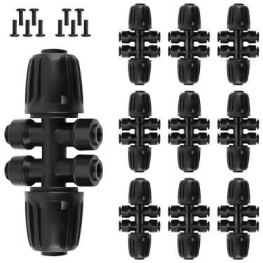 Imagem de Kalolary Conectores Rápidos Em T Farpado De 10 Peças 1/2'' A 1/4'', Encaixe Rápido Para Irrigação Por Gotejamento 6 Vias Com 4 Plugues, Peça Antivazamento Tubo 1/2" E Sistema Jardim