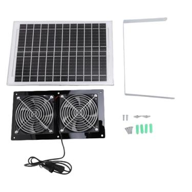 Imagem de Asixxsix Kit de Ventilador Com Energia Solar, fã de Exaustão Solar à Prova D'água IP67, Kit de Ventilador de Painel Solar de 15W Com 2 Ventiladores, para Pequenas Bobinas de Frango,